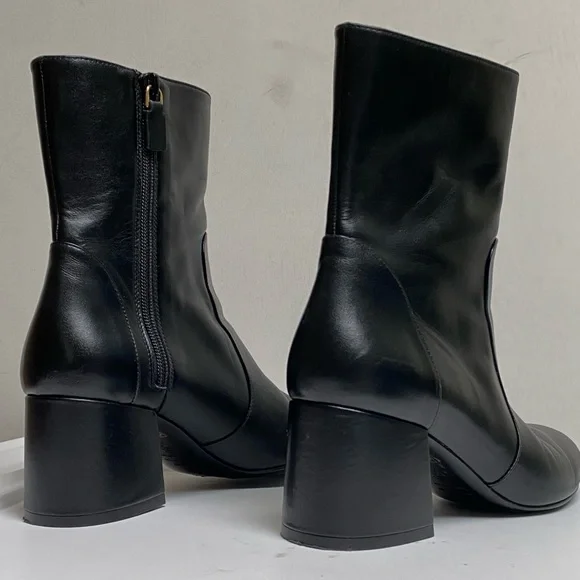 Stuart Weitzman Flareblock 60 Zip Bootie Heel Walnut Brown Leather Boot Size 7b - Picture 5 of 11